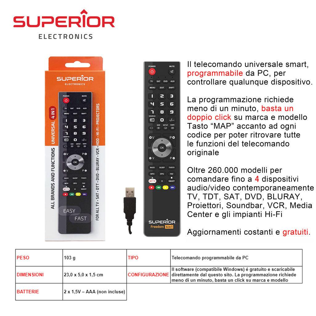 4 IN 1 PROGRAMMABILE FREEDOM TELECOMANDO ART.SUPTUB003 SUPERIOR BL1 - koseakasa