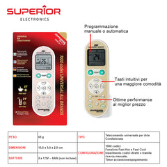 ARIA CONDIZIONATA UNIV. 1000 COD TELECOMANDO SUPERIOR ART.SUPCU002 BL1 - koseakasa