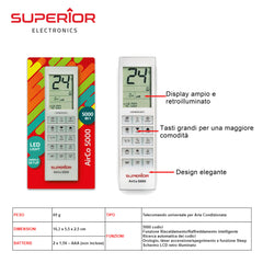 ARIA CONDIZIONATA UNIV. 5000 COD TELECOMANDO SUPERIOR ART.SUPCU005 BL1 - koseakasa