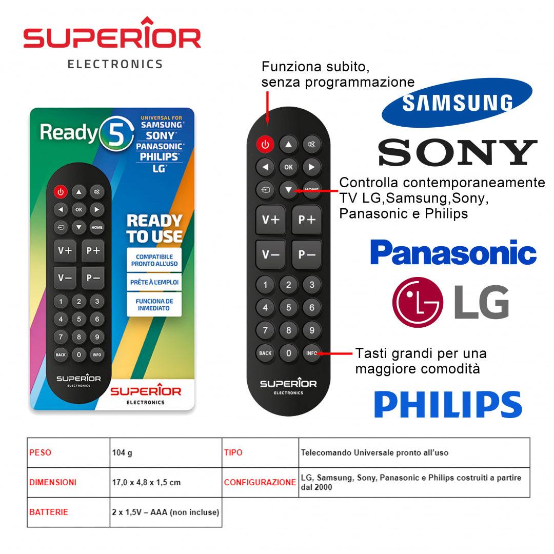 READY5 UNIVERSALE TELECOMANDO TV ART.SUPTRB014 SUPERIOR BL1 - koseakasa