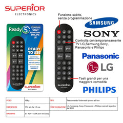 READY5 UNIVERSALE TELECOMANDO TV ART.SUPTRB014 SUPERIOR BL1 - koseakasa