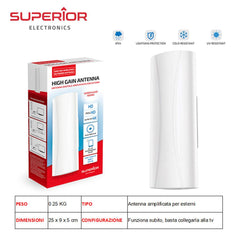 ANTENNA TV DIGITALE AMPLIFICATA PER ESTERNI SUPERIOR ART.SUPNAO001 BL1 - koseakasa
