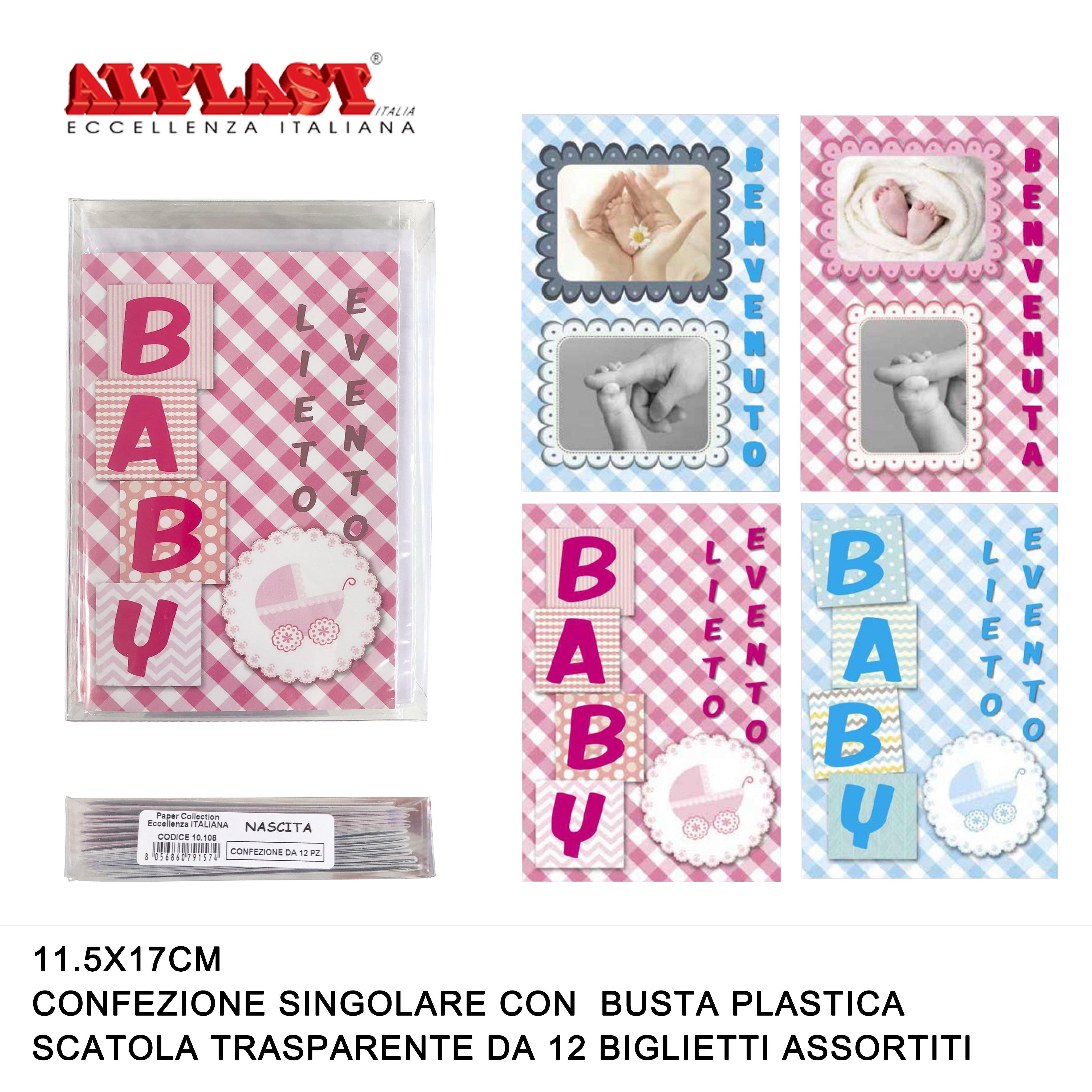ART.10108 ALPLAST BIGLIETTI DI AUGURI NASCITA CONF.12PZ - koseakasa