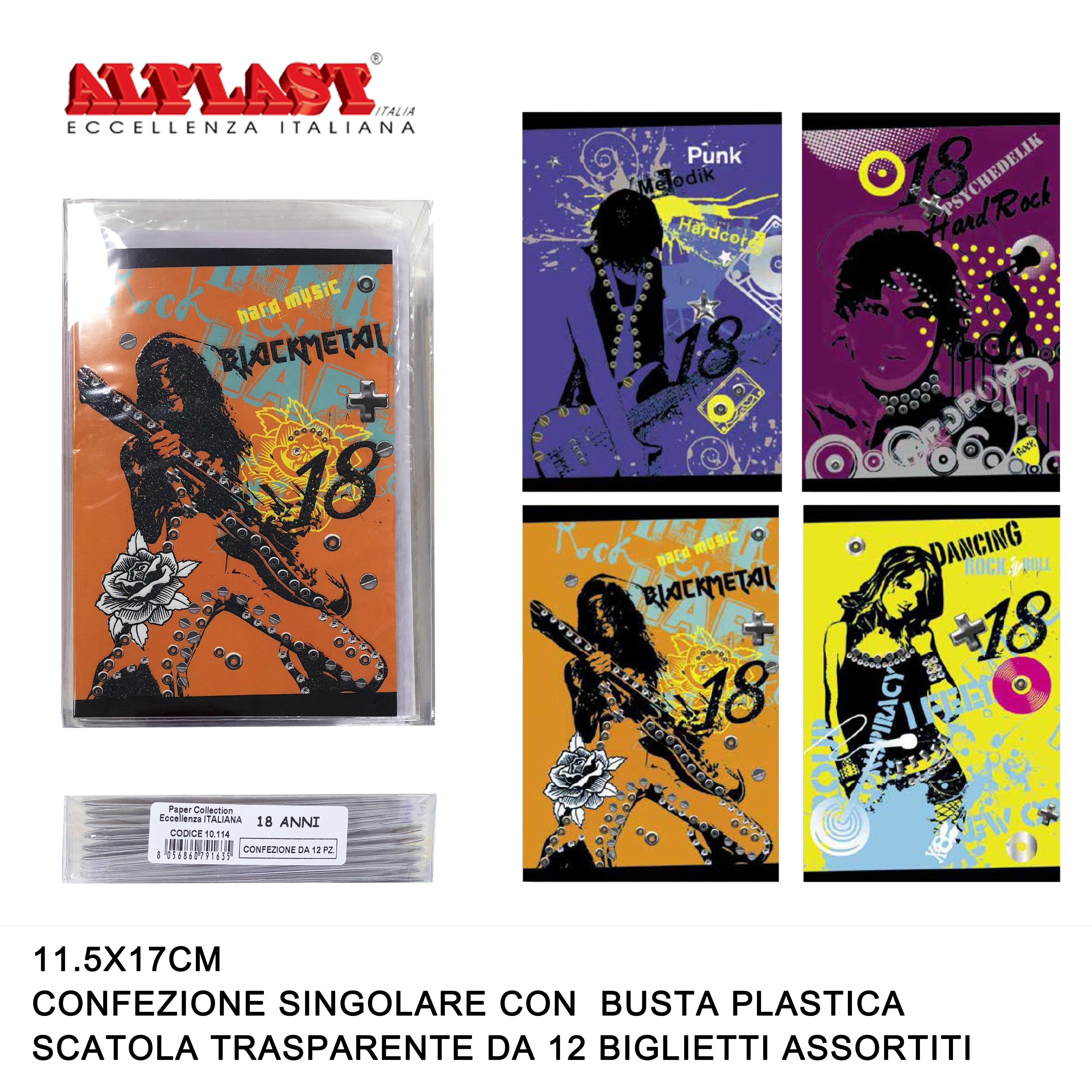 ART.10114 ALPLAST BIGLIETTI DI AUGURI 18 ANNI CONF.12PZ - koseakasa