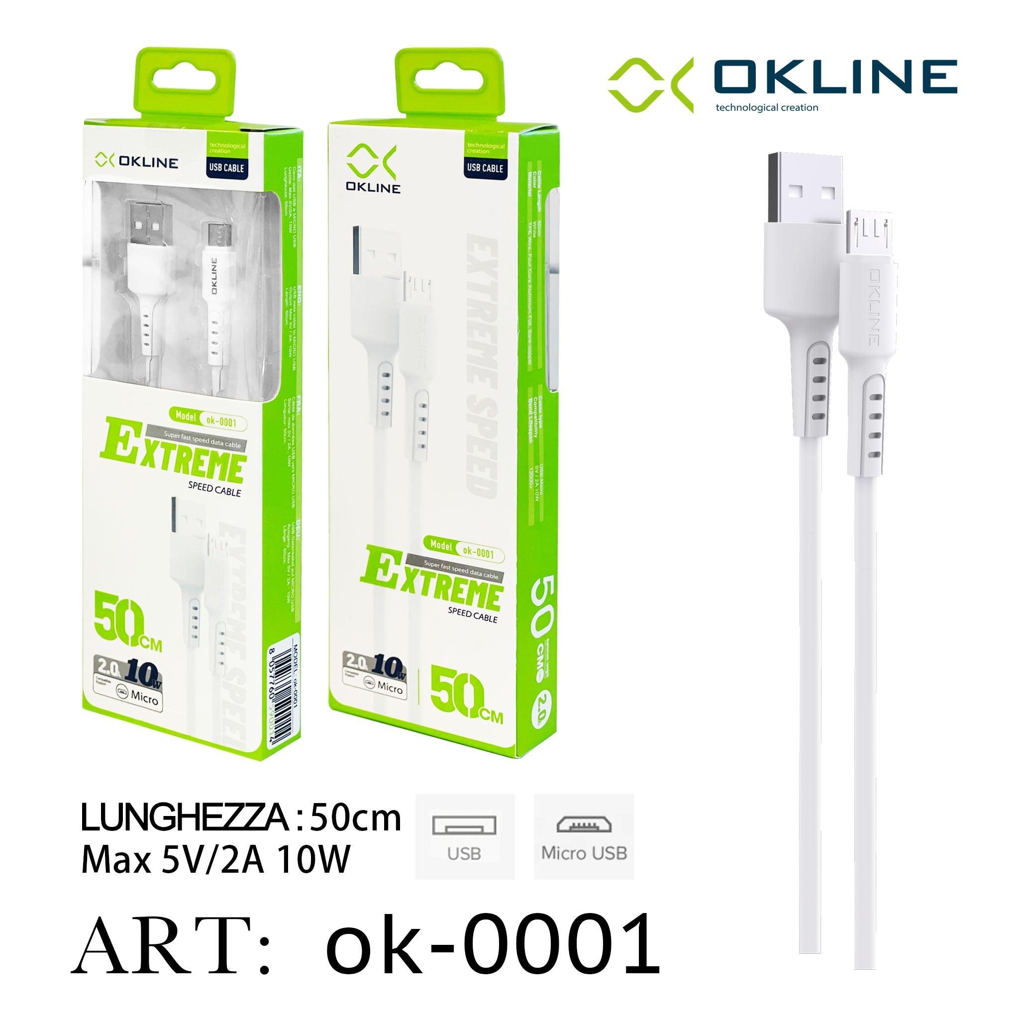 ART.OK-0001 OKLINE Micro USB Cavo 50cm Bianco - koseakasa