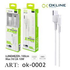ART.OK-0002 OKLINE Micro USB Cavo 100cm Bianco - koseakasa