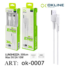 ART.OK-0007 OKLINE Micro USB Cavo 300cm Bianco - koseakasa