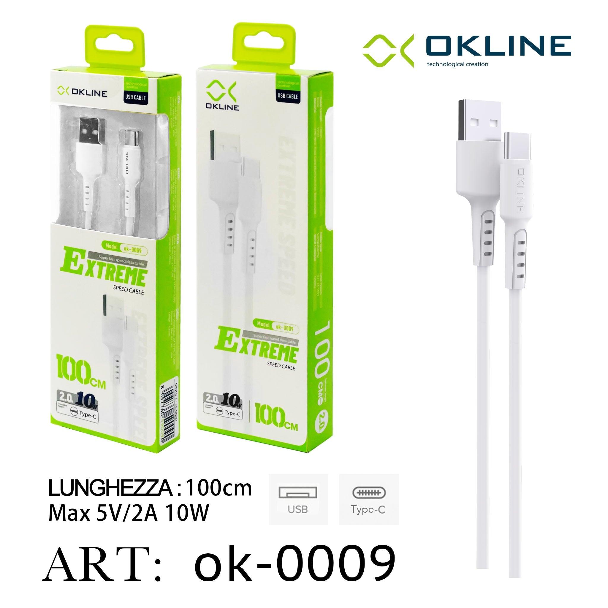 ART.OK-0009 OKLINE Type-C USB Cavo 100cm Bianco - koseakasa