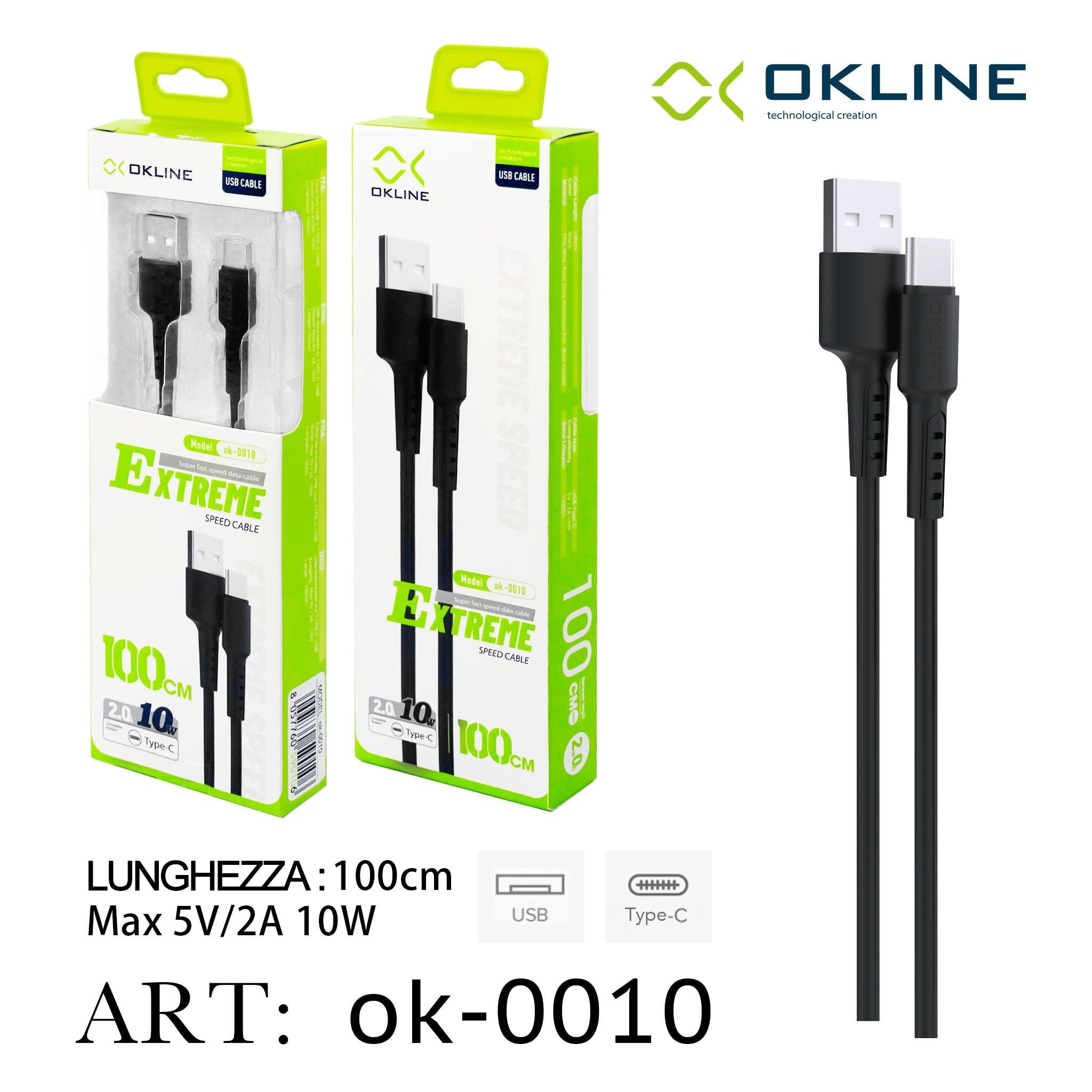ART.OK-0010 OKLINE Type-C USB Cavo 100cm Nero - koseakasa