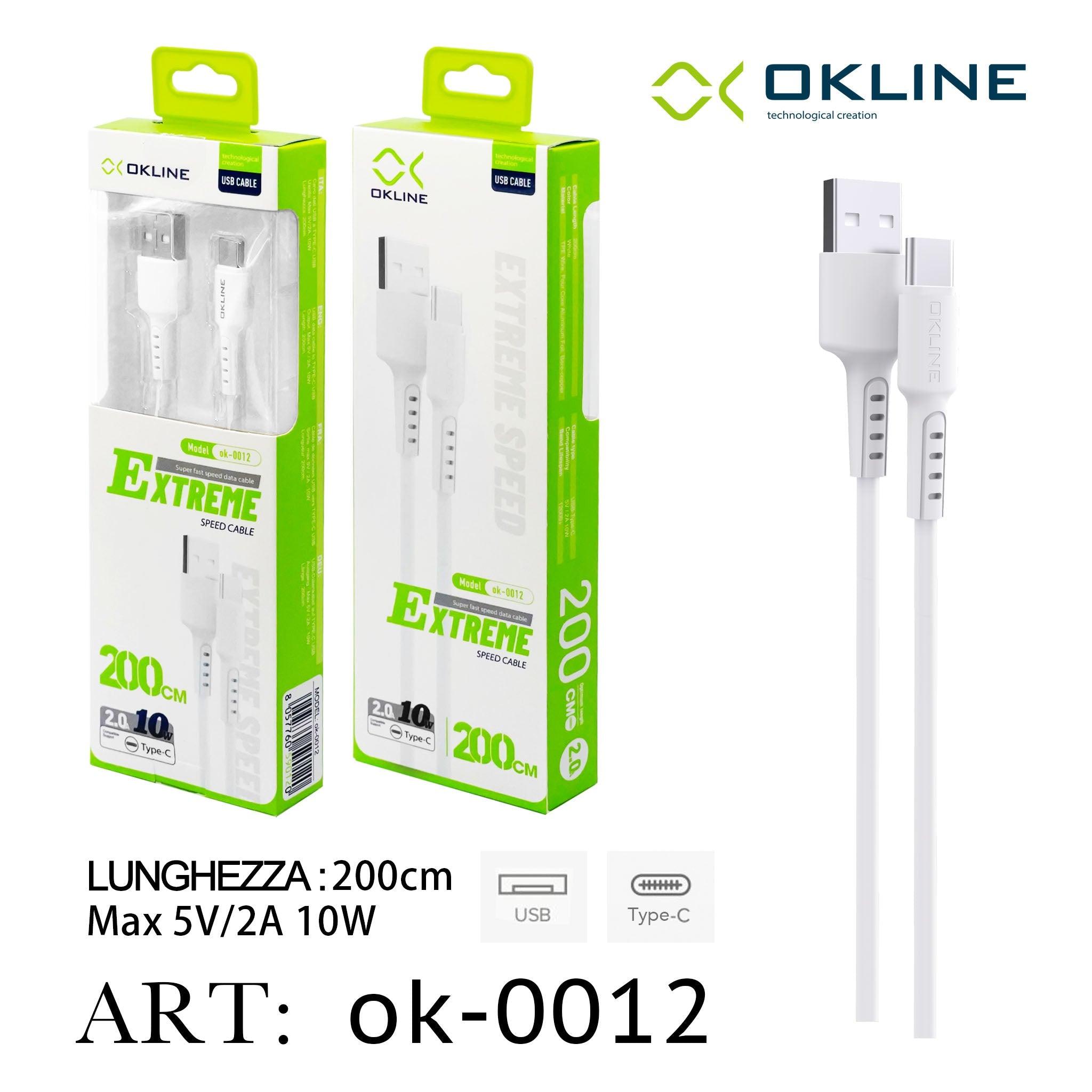 ART.OK-0012 OKLINE Type-C USB Cavo 200cm Bianco - koseakasa