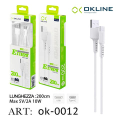 ART.OK-0012 OKLINE Type-C USB Cavo 200cm Bianco - koseakasa
