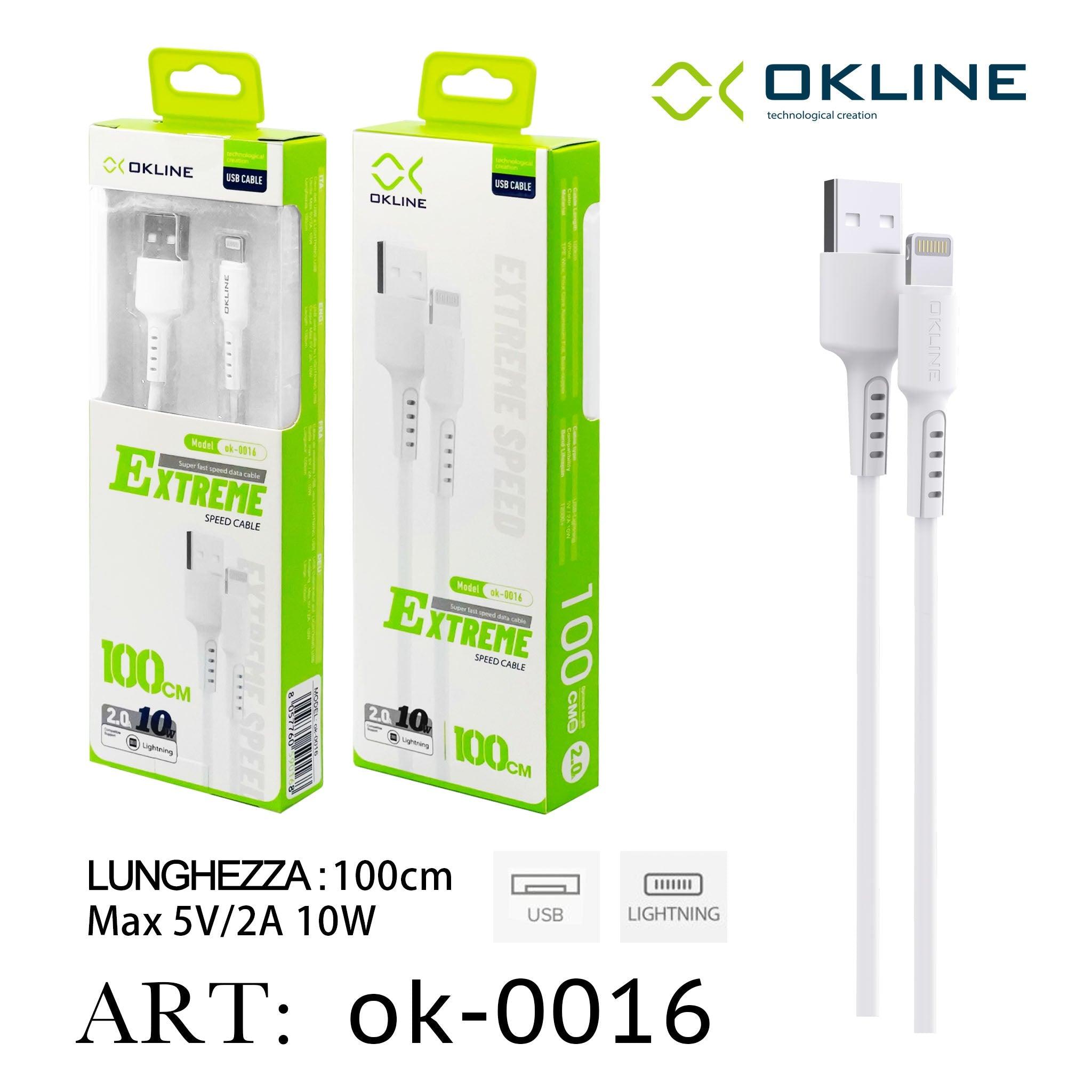 ART.OK-0016 OKLINE Iphone Lightning USB Cavo 100cm Bianco - koseakasa