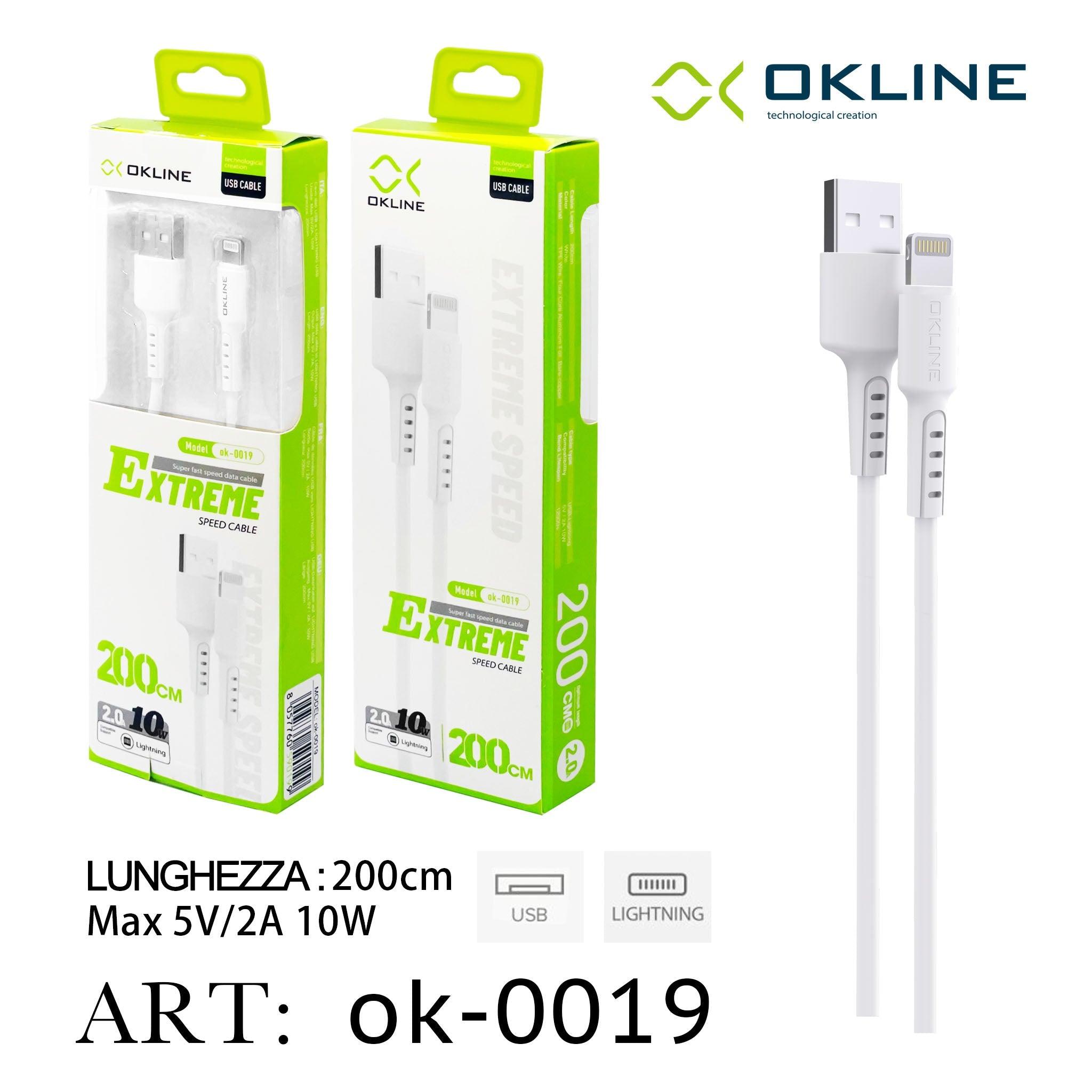 ART.OK-0019 OKLINE Iphone Lightning USB Cavo 200cm Bianco - koseakasa