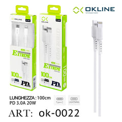 ART.OK-0022 OKLINE Type-C Iphone Lightning Cavo 3A 20W100cm Bianco - koseakasa