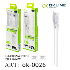 ART.OK-0026 OKLINE Type-C Type-C Cavo 3A 60W200cm Bianco - koseakasa
