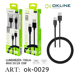 ART.OK-0029 OKLINE Micro USB Cavo 100cm Nero - koseakasa