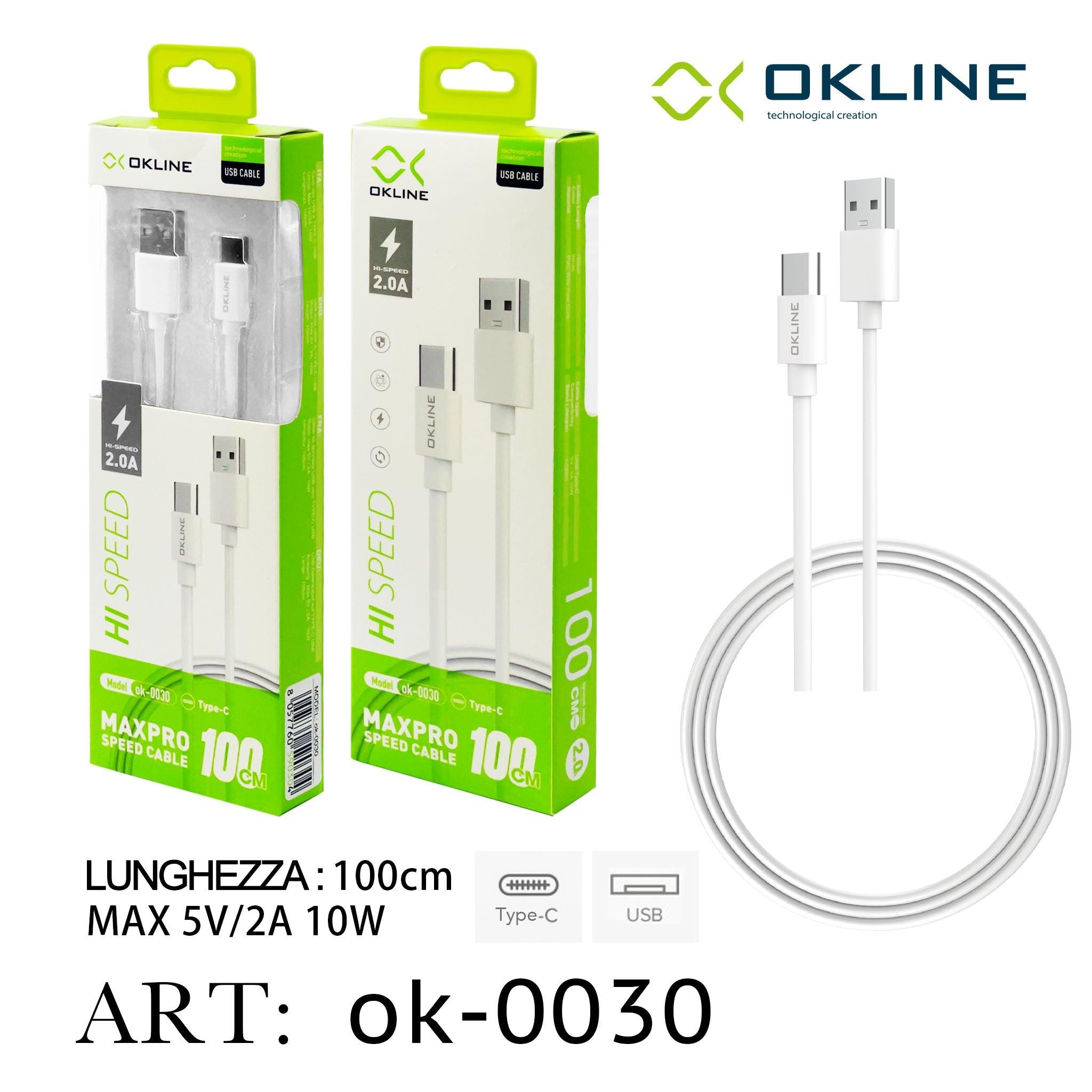 ART.OK-0030 OKLINE Type-C USB Cavo 100cm Bianco - koseakasa