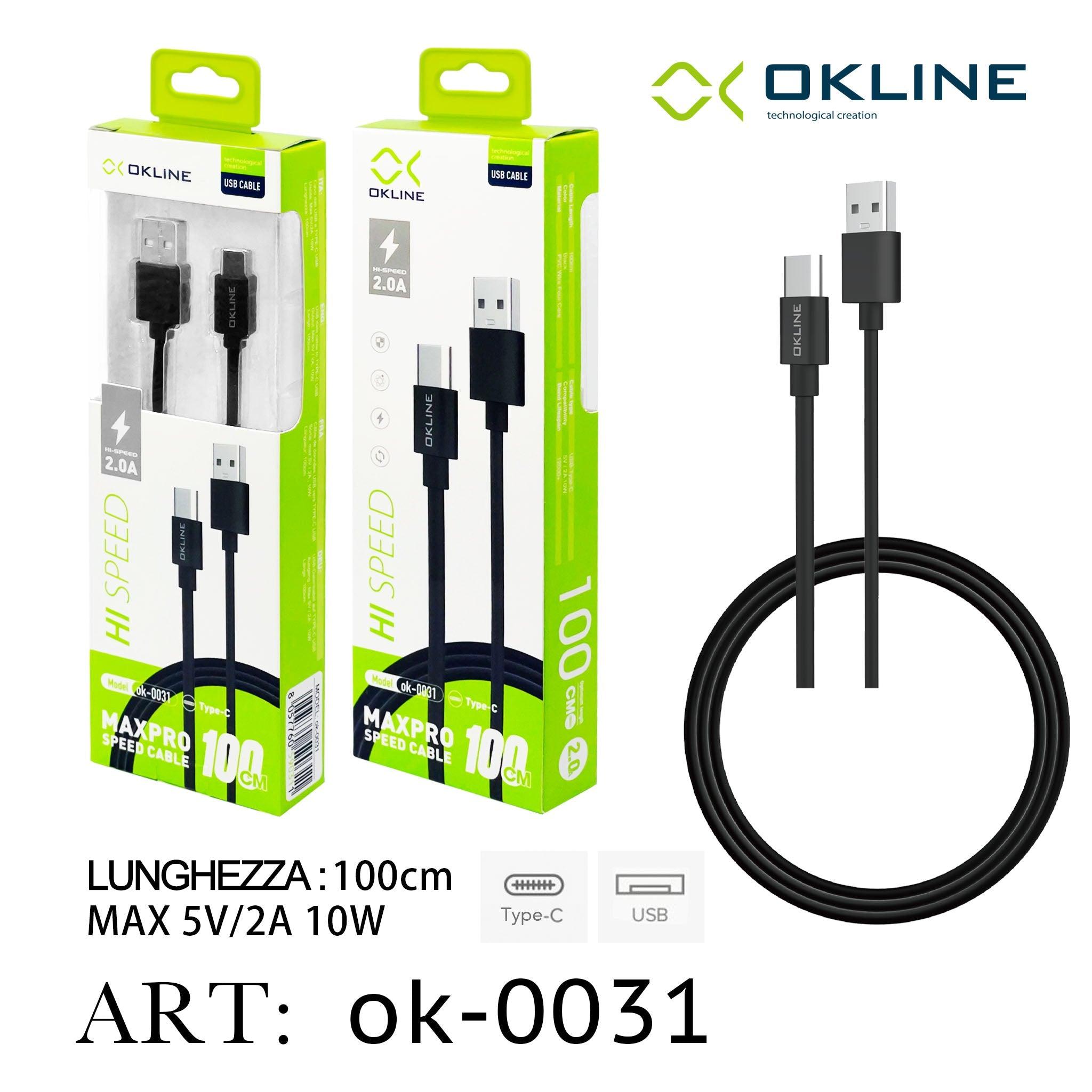 ART.OK-0031 OKLINE Type-C USB Cavo 100cm Nero - koseakasa