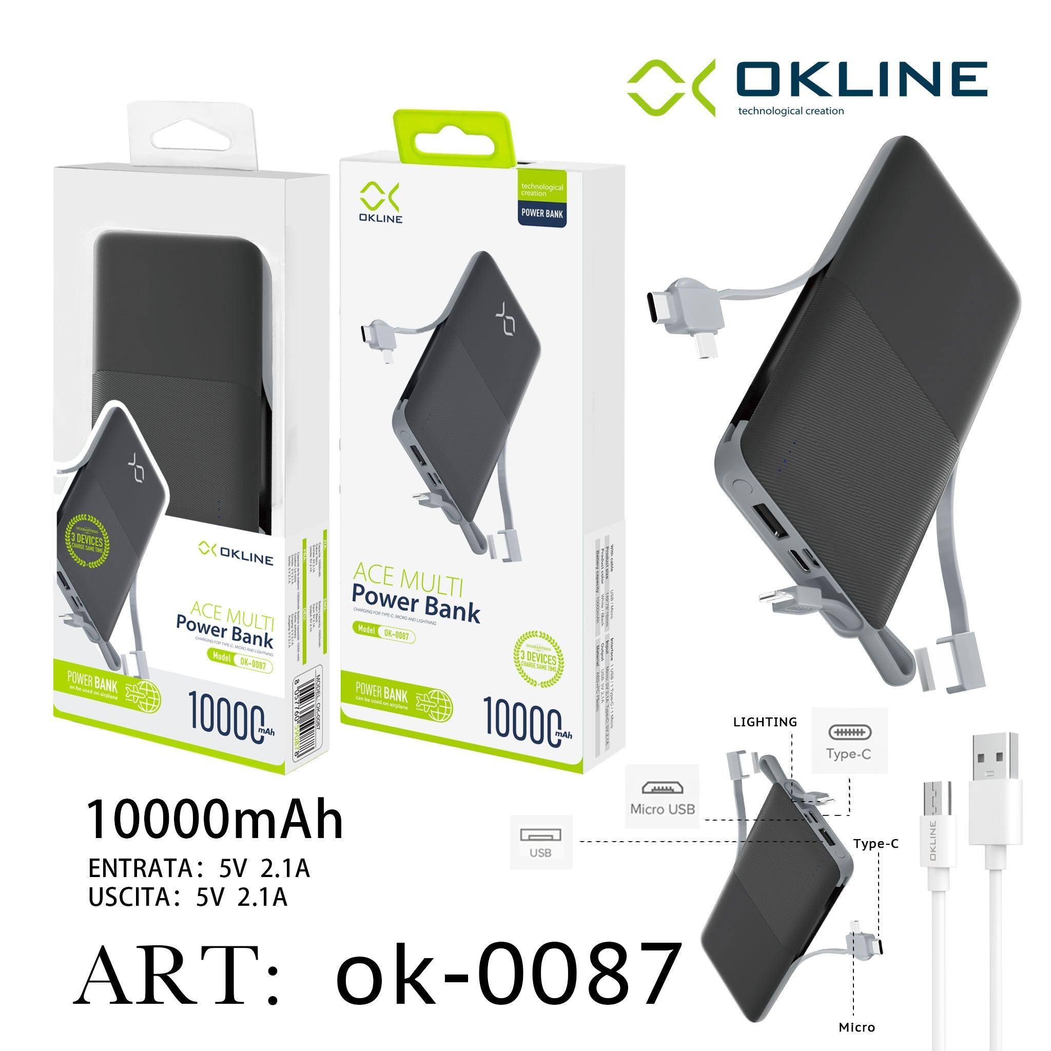 ART.OK-0087 OKLINE BLACK POWER BANK 10000mAH - koseakasa