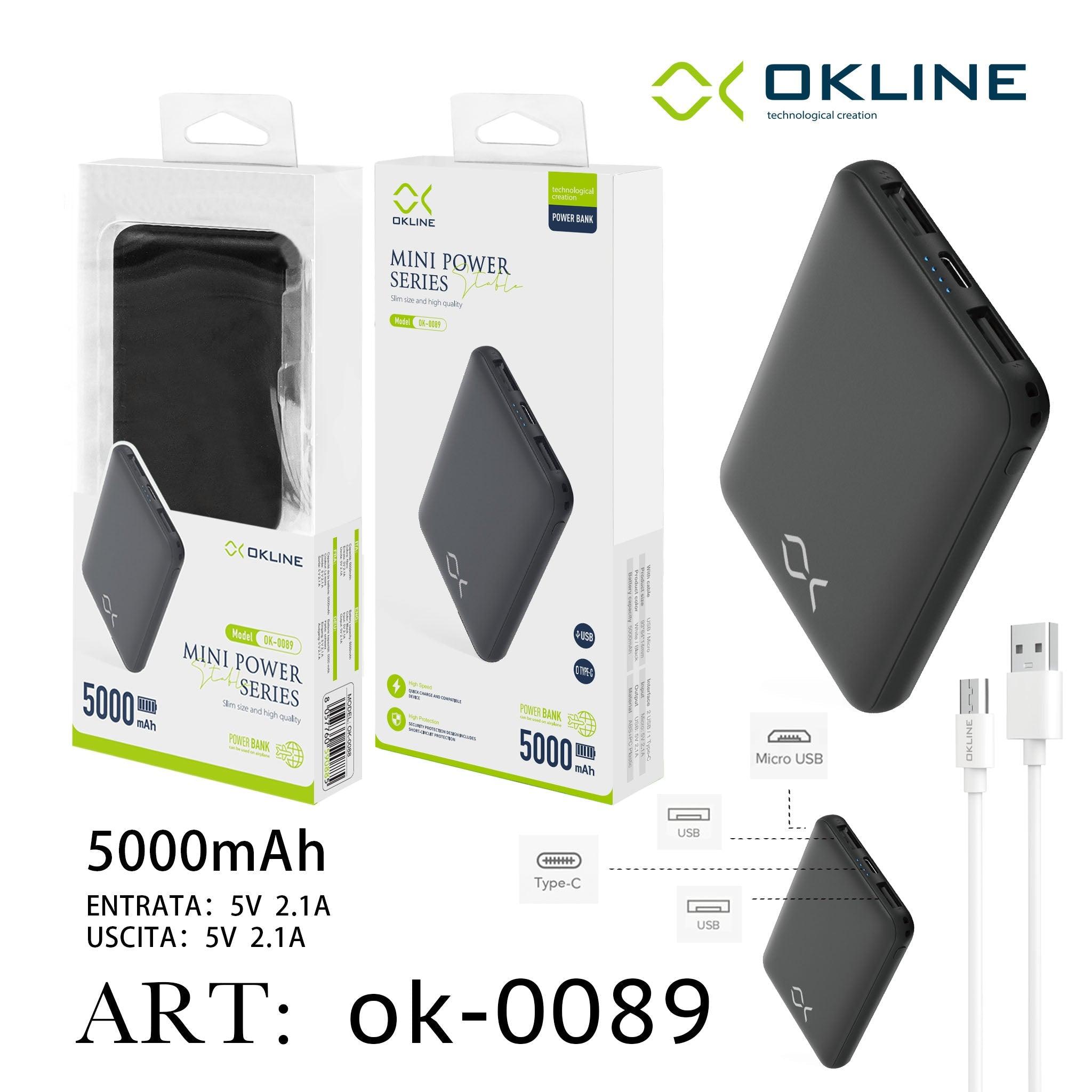 ART.OK-0089 OKLINE BLACK MINI POWER BANK 5000mAH - koseakasa