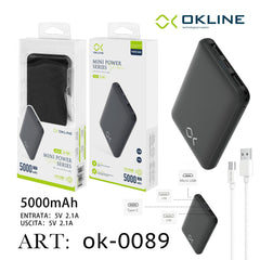 ART.OK-0089 OKLINE BLACK MINI POWER BANK 5000mAH - koseakasa