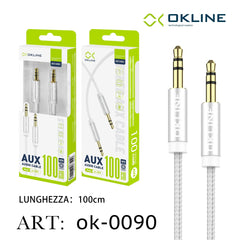 ART.OK-0090 OKLINE 3.5MM AUX Cavo 100cm M/M Bianco - koseakasa