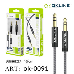 ART.OK-0091 OKLINE 3.5MM AUX Cavo 100cm M/M Nero - koseakasa