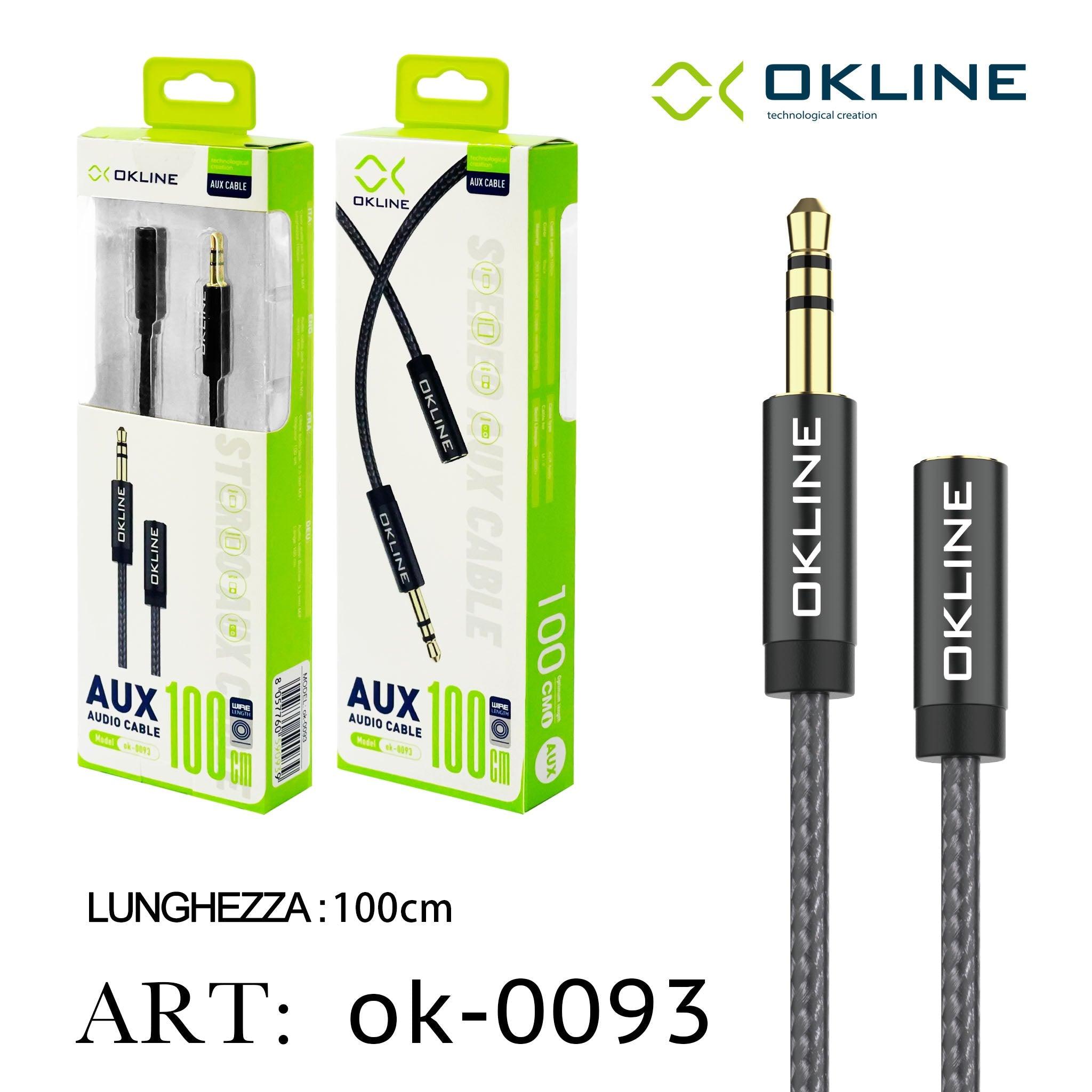 ART.OK-0093 OKLINE 3.5MM AUX Cavo 100cm M/F Nero - koseakasa