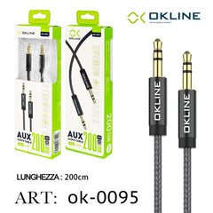 ART.OK-0095 OKLINE AUX CAVO AUDIO JACK 3.5MM 200CM NERO - koseakasa