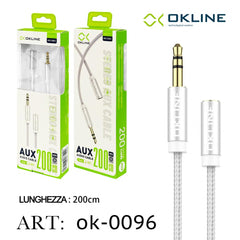 ART.OK-0096 OKLINE AUX CAVO AUDIO JACK 3.5MM 200CM ARGENTO - koseakasa