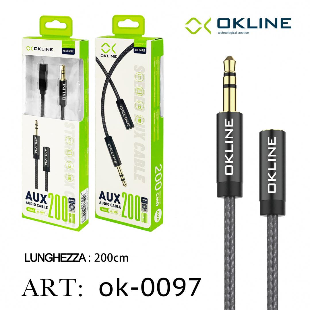 ART.OK-0097 OKLINE AUX CAVO AUDIO JACK 3.5MM 200CM NERO - koseakasa
