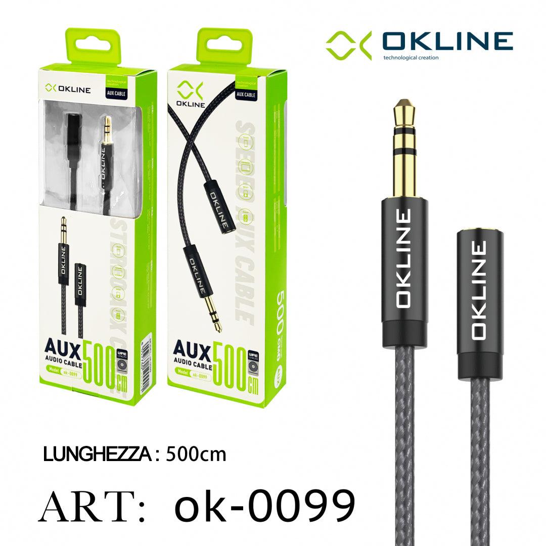ART.OK-0099 OKLINE AUX CAVO AUDIO JACK 3.5MM 500CM NERO - koseakasa