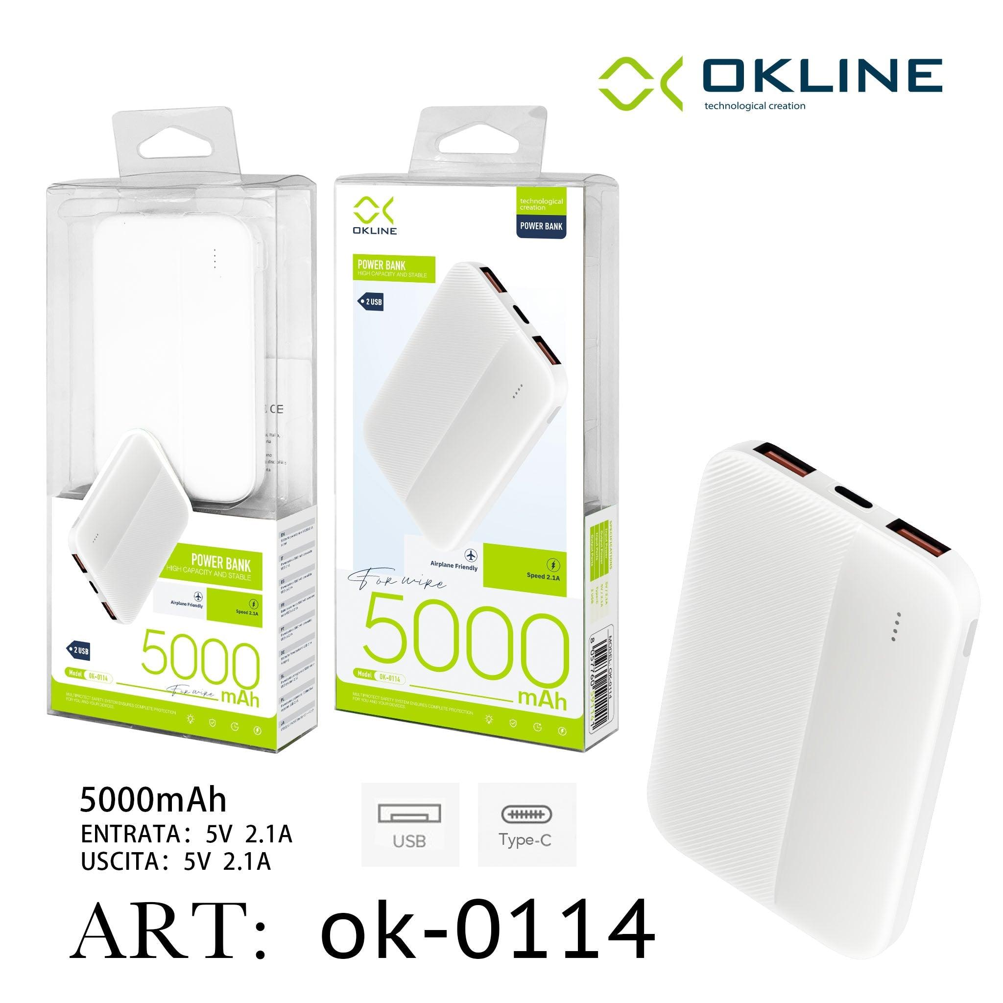 ART.OK-0114 OKLINE WHITE POWER BANK 5000mAH - koseakasa