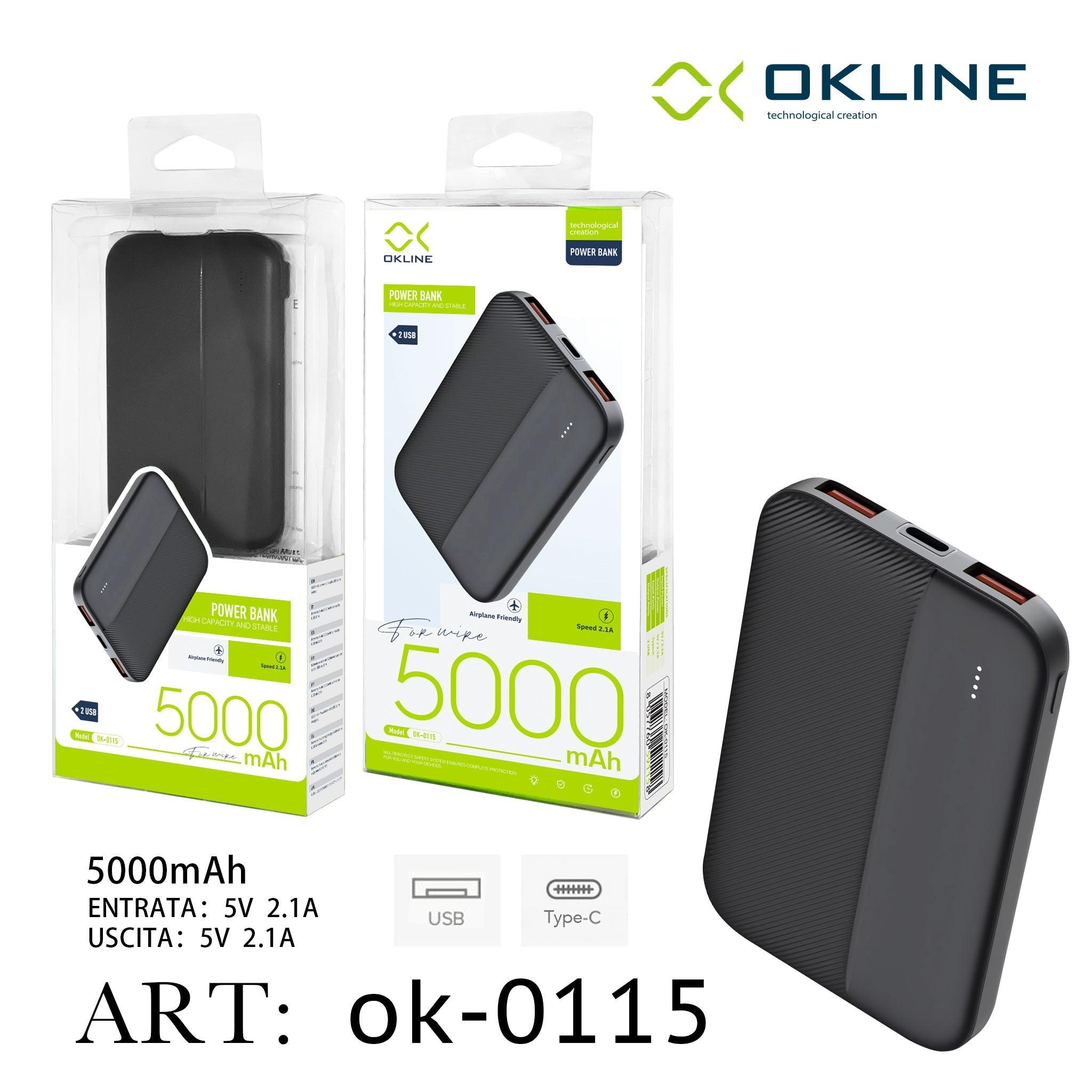 ART.OK-0115 OKLINE BLACK POWER BANK 5000mAH - koseakasa