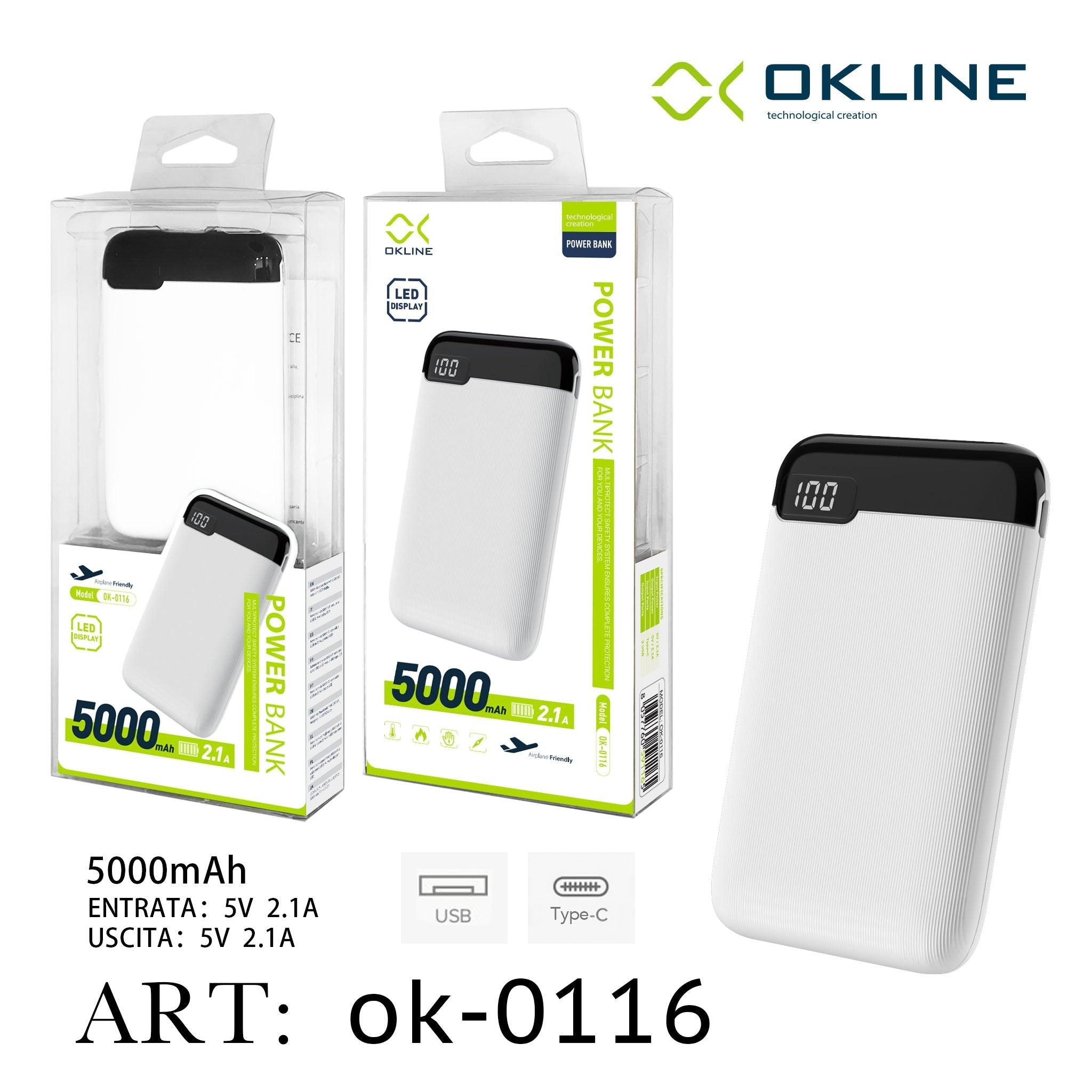 ART.OK-0116 OKLINE WHITE DISPLAY LED POWER BANK 5000mAH - koseakasa
