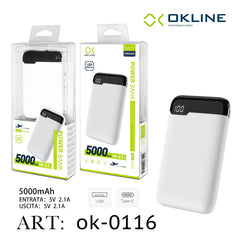 ART.OK-0116 OKLINE WHITE DISPLAY LED POWER BANK 5000mAH - koseakasa