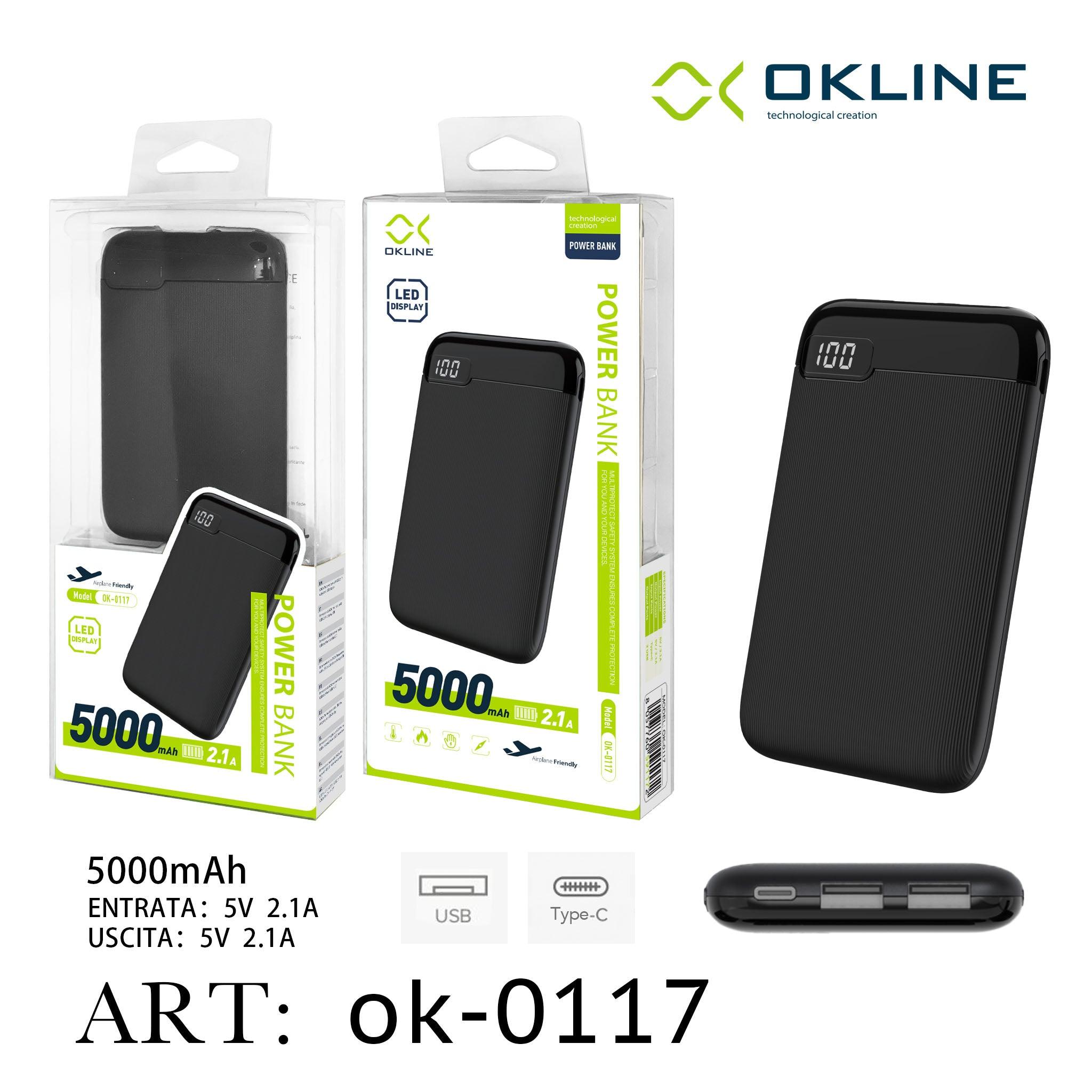 ART.OK-0117 OKLINE BLACK DISPLAY LED POWER BANK 5000mAH - koseakasa