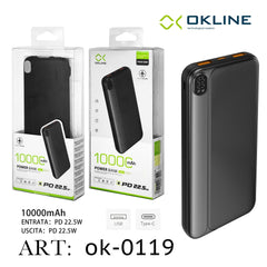 ART.OK-0119 OKLINE BLACK DISPLAY LED POWER BANK 10000mAH CON USCITA PD 22.5W - koseakasa