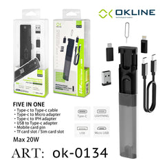 ART.OK-0134 OKLINE MULTIFUNZIONALE COMPATTA KIT DI CAVI 60W DI RICARICA 5 IN 1 - koseakasa