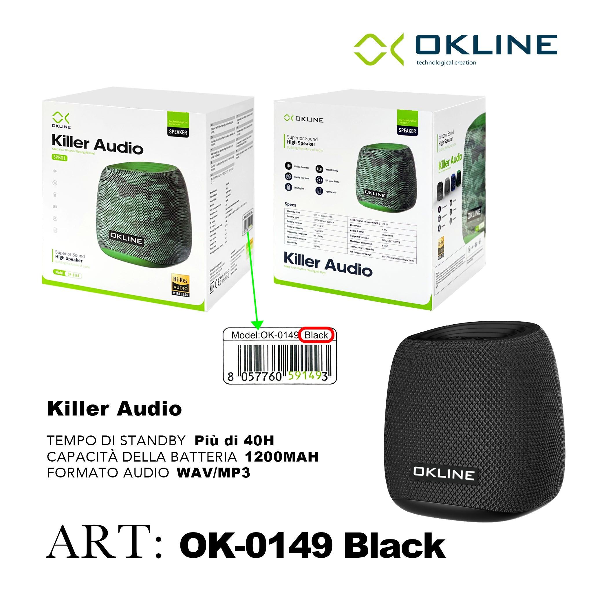 ART.OK-0149NERO OKLINE KILLER AUDIO WIRELESS NERO - koseakasa