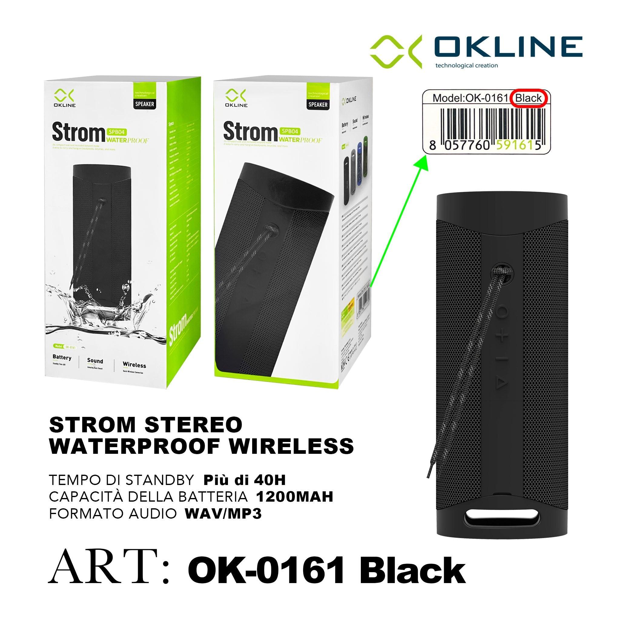 ART.OK-0161NERO OKLINE STROM STEREO WATERPROOF WIRELESS NERO - koseakasa