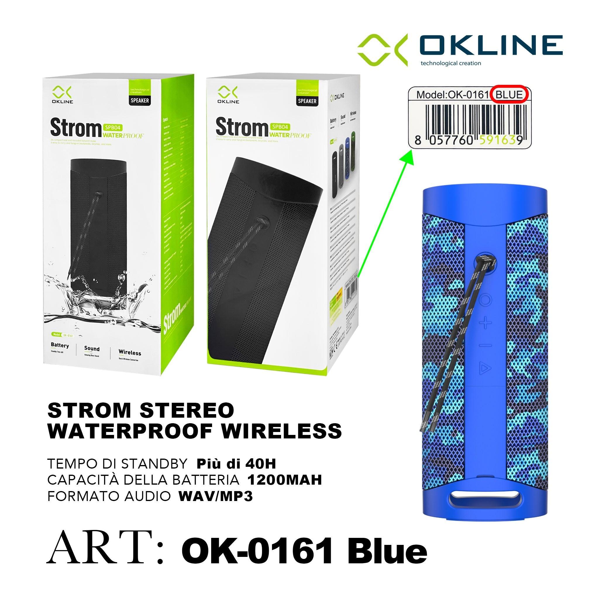 ART.OK-0161BLU OKLINE STROM STEREO WATERPROOF WIRELESS BLU - koseakasa