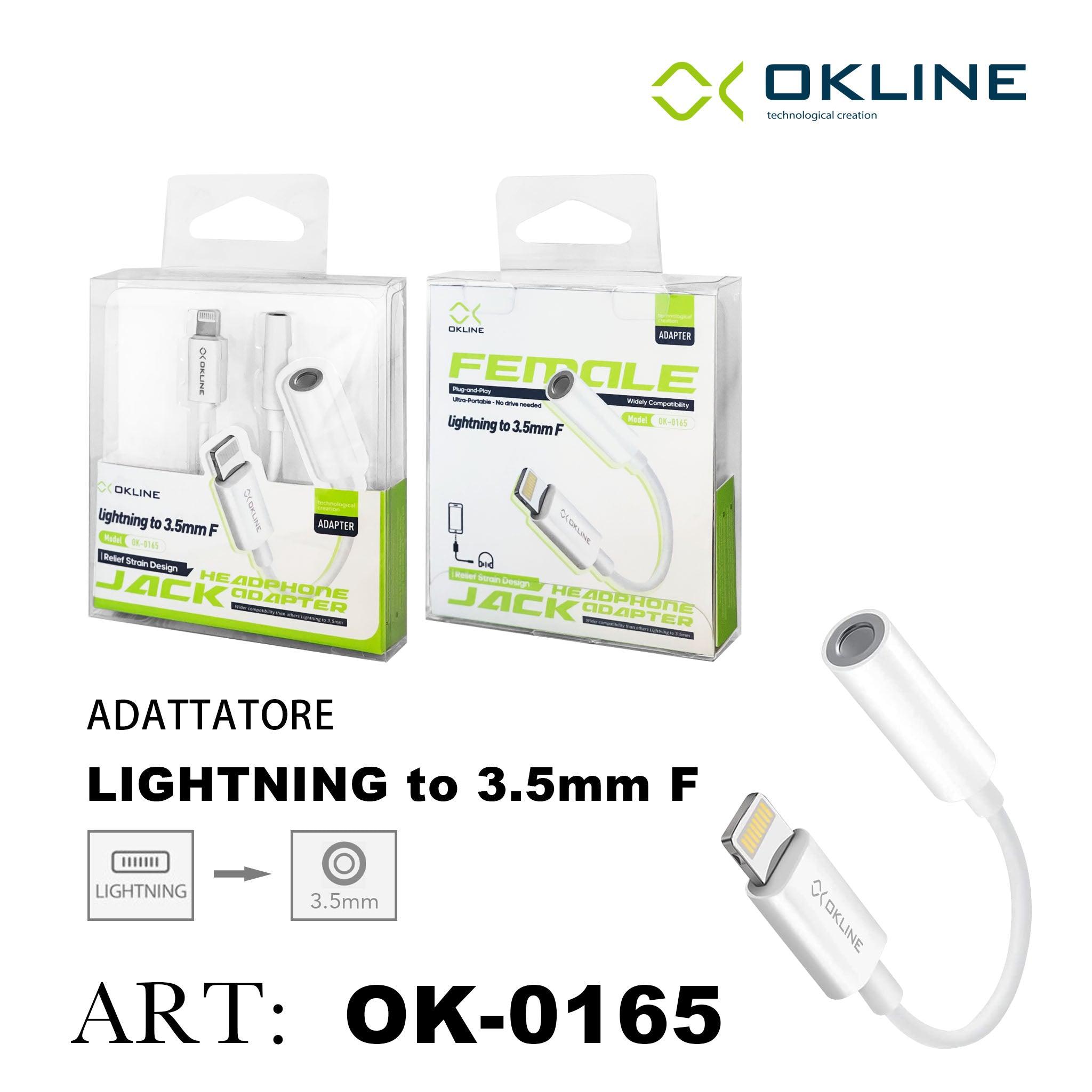 ART.OK-0165 OKLINE ADATTATORE DA LIGHTNING A JACK 3.5MM F BIANCO - koseakasa
