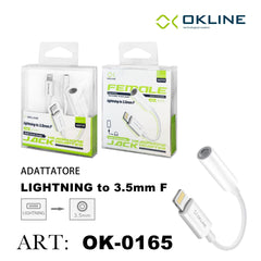 ART.OK-0165 OKLINE ADATTATORE DA LIGHTNING A JACK 3.5MM F BIANCO - koseakasa