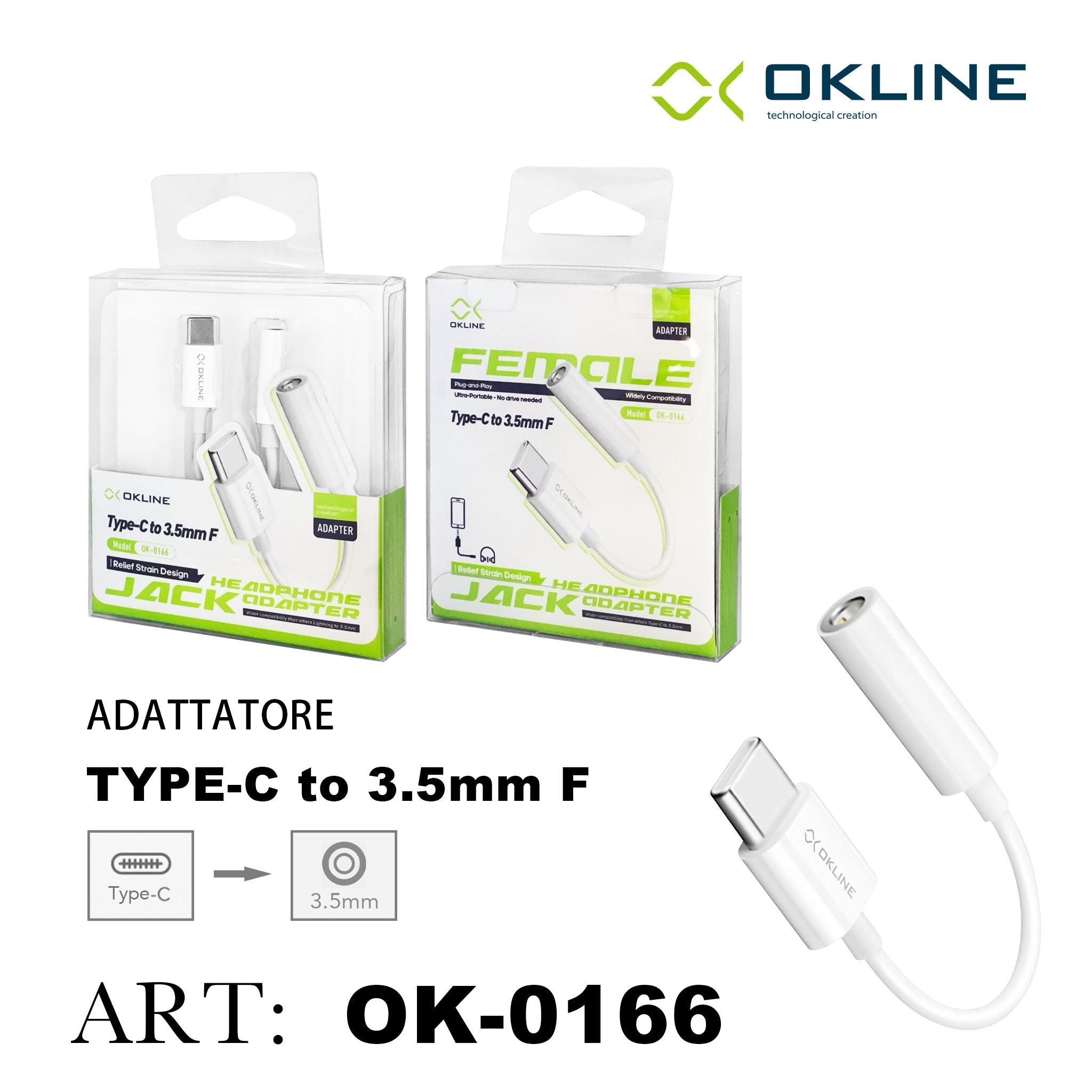 ART.OK-0166 OKLINE ADATTATORE DA TYPE-C A JACK 3.5MM F BIANCO - koseakasa