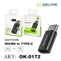 ART.OK-0172 OKLINE ADATTATORE DA MICRO A TYPE-C NERO - koseakasa