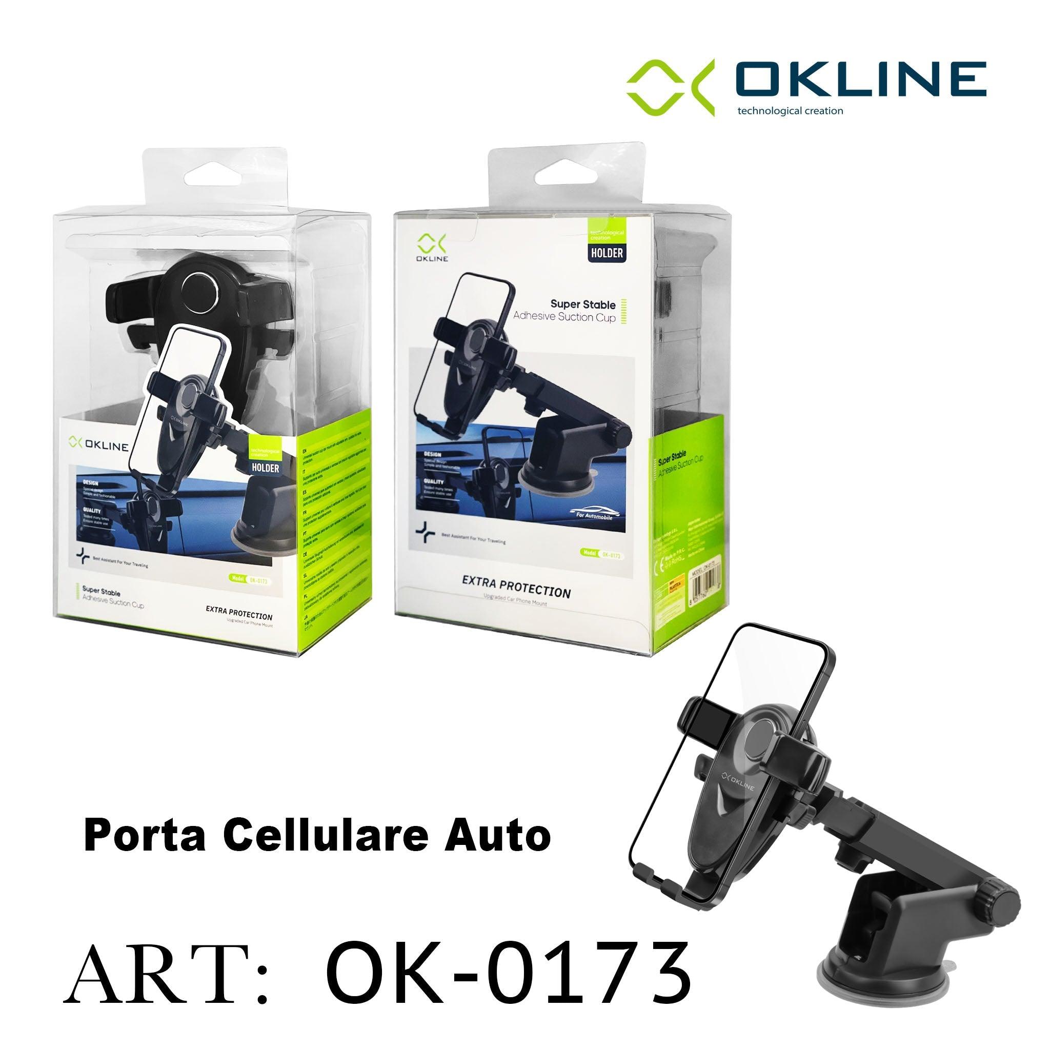 ART.OK-0173 OKLINE SUPER STABLE SUPPORTO VENTOSA DEL TELEFONO AUTOMOBILE NERO - koseakasa