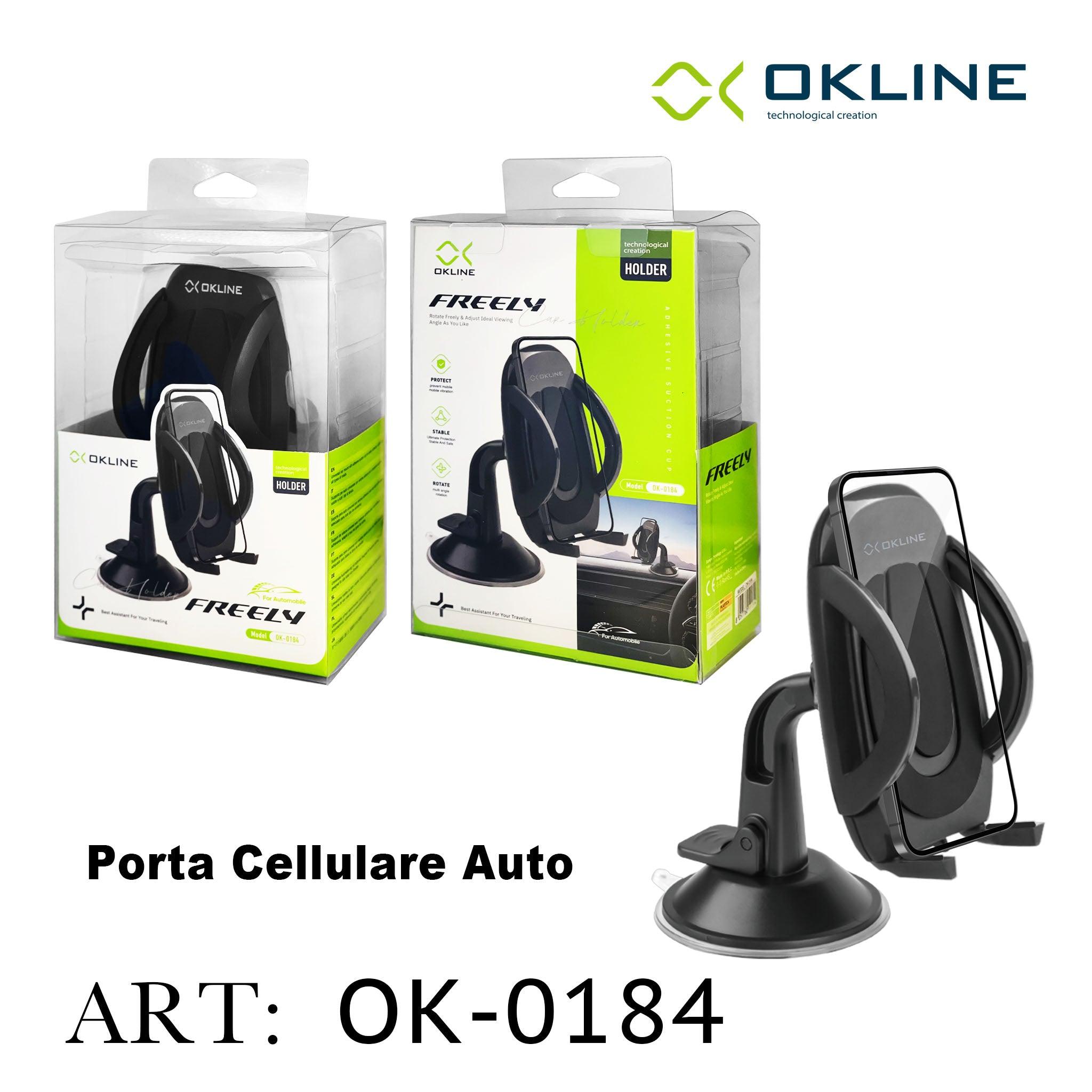 ART.OK-0184 OKLINE FREELY SUPPORTO VENTOSA ADESIVA DEL TELEFONO AUTOMOBILE NERO - koseakasa