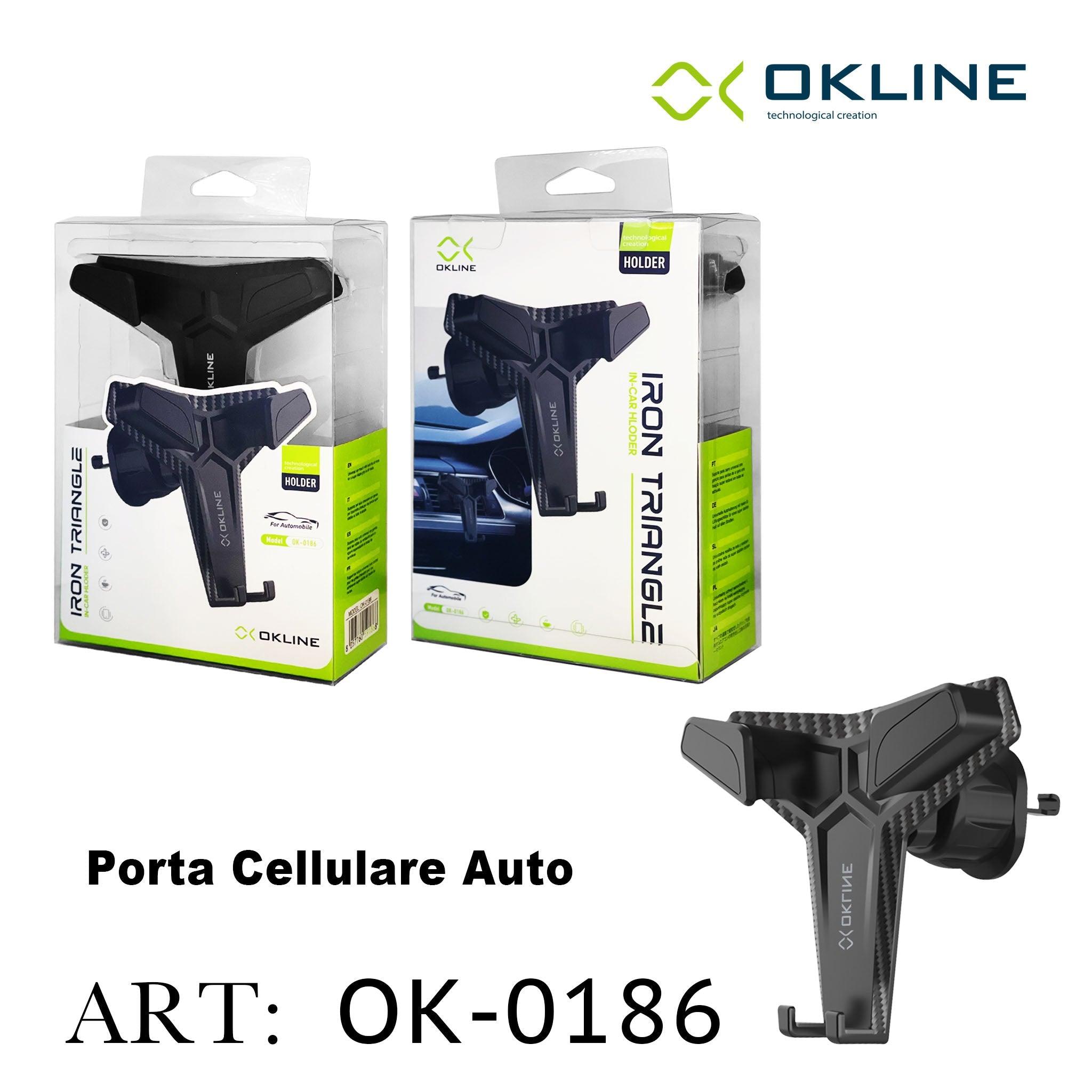 ART.OK-0186 OKLINE BOCCHETTE ARIA IRON TRIANGLE SUPPORTO GANCIO DEL TELEFONO AUTOMOBILE NERO - koseakasa