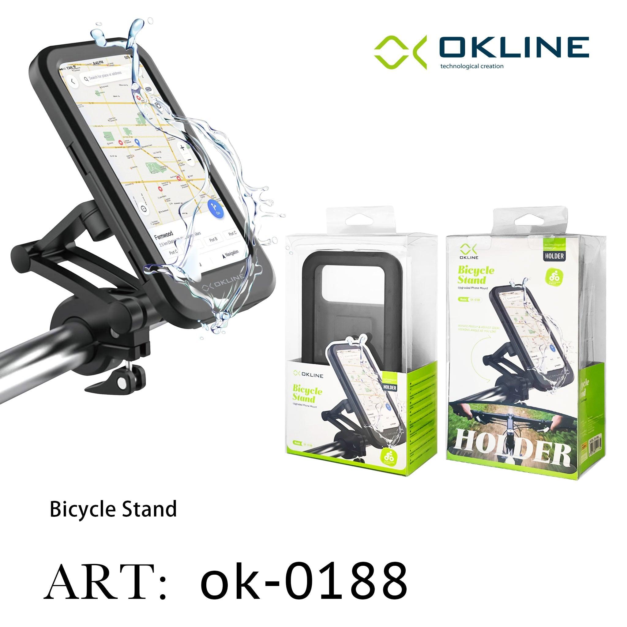 ART.OK-0188 OKLINE SUPPORTO IMPERMEABILE DEL TELEFONO MOTOCICLO E BICICLETTA NERO - koseakasa